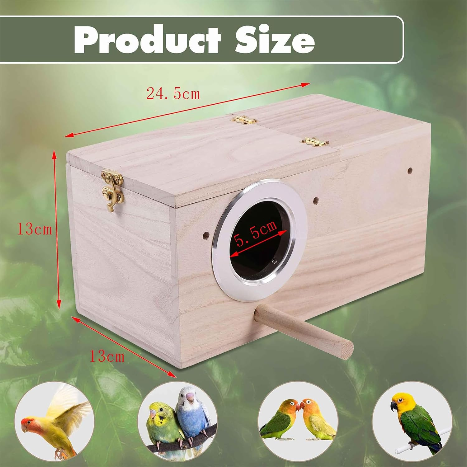 Parakeet Nesting House - Budgie Nest Box for Cockatiels, Lovebirds, and Medium to Large-Sized Birds image number 3