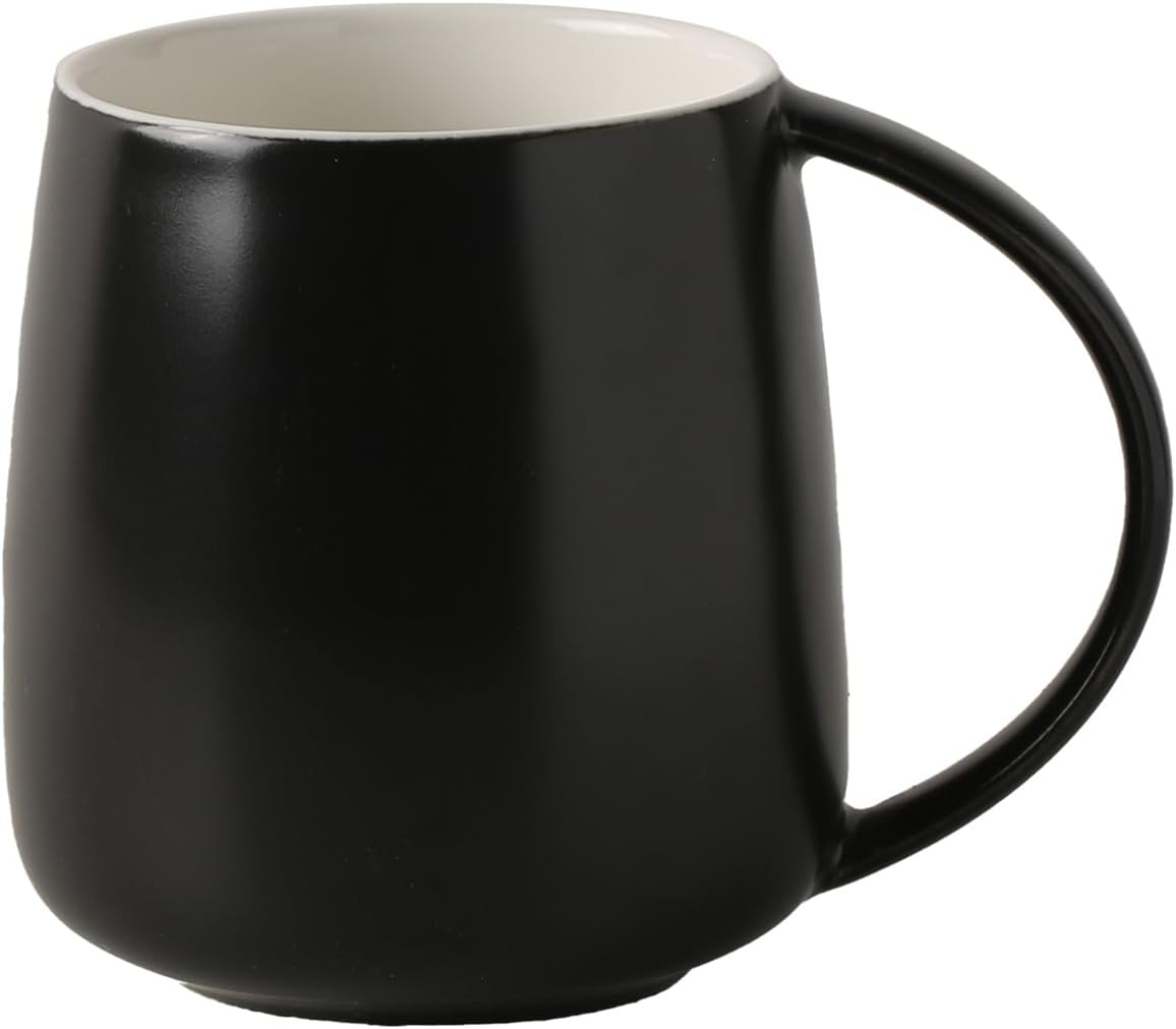 Classic Large Capacity Ceramic Belly Coffee Mugs 400Ml 14Oz Nordic Matte Finished Water Breakfast Toothbrush Egg Shaped Cup with Handle for Home Office Men Women (Gray)