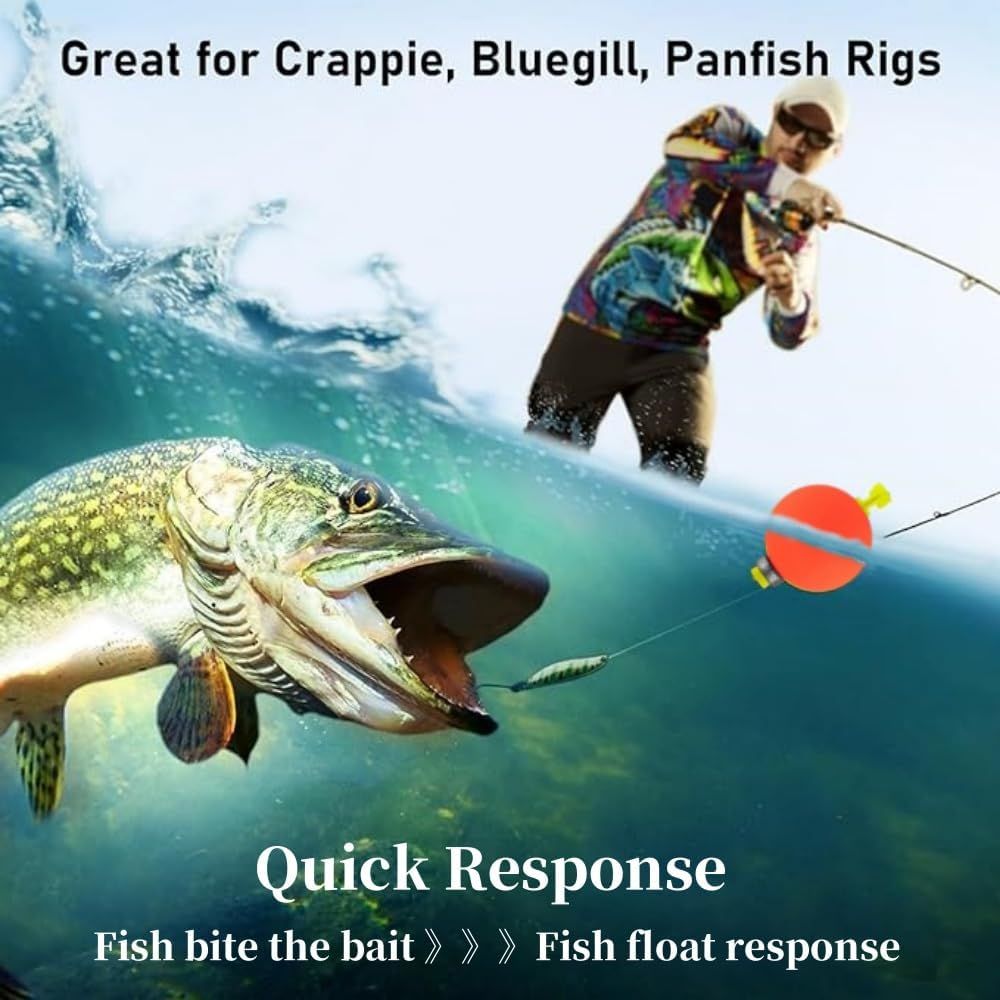 10PCS EVA Foam Fishing Floats, Snap-On Spring Weighted Multipurpose Bobbers for Crappie Bass Panfish Bluegills Trout image number 3