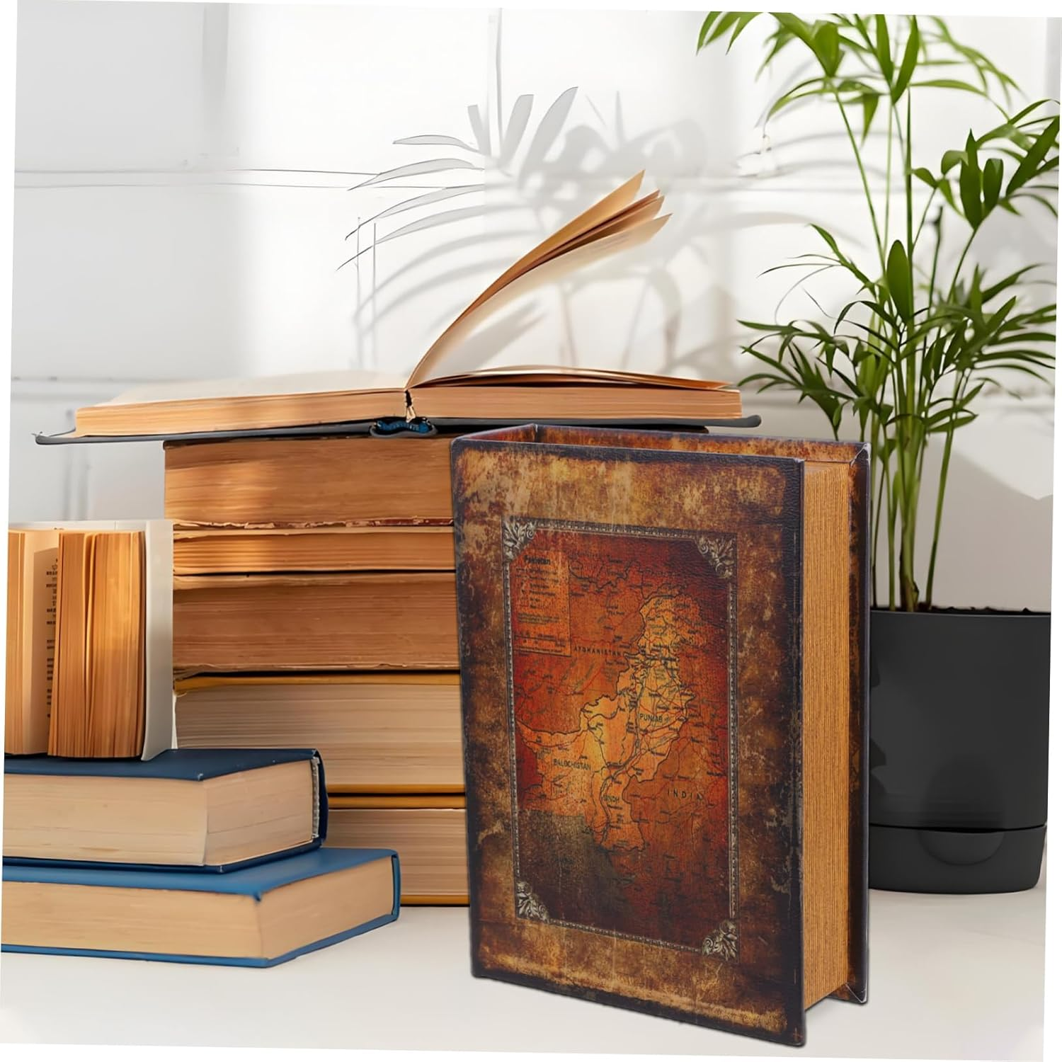 Veemoon Simulation Fake Book Key Storage Box Decorative Shelf Organizer for Home Decor and Key Storage image number 1