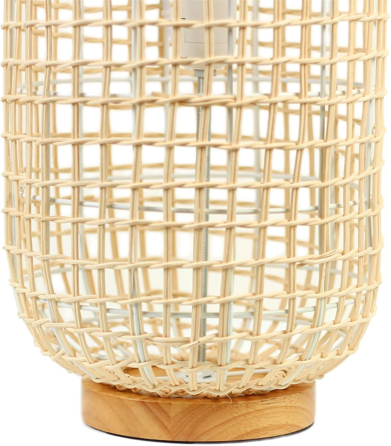 Lexi Lighting Twirla Rattan Floor Lamp, Cylindrical Twisted Squared Rattan Boho Style, Overall Height 104Cm, 2-Light Small Natural Color Standing Lamp with Sturdy Base for Great Living Room D&eacute;cor image number 2