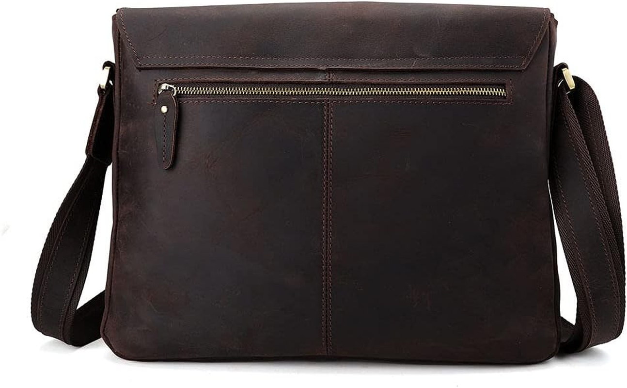 Tiding Leather Messenger Bag for Men Vintage 13 Inch Laptop Bag Work Business Satchel Crossbody Shoulder Bag