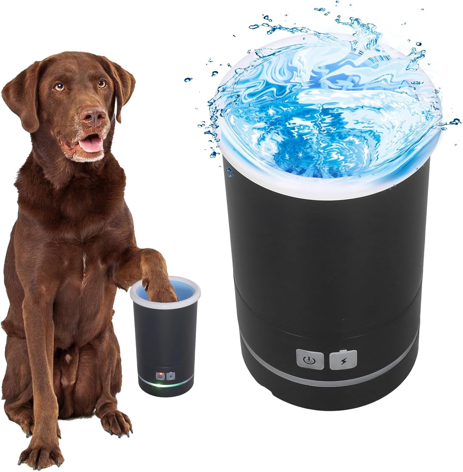 Automatic Dog Paw Cleaner, Rechargeable Electric Muddy Paw Washer, Portable Pet Paw Cleaner Cup with Soft Silicone Brush, Dog Foot Cleaning Machine for Small to Medium Dogs Grooming image number 1