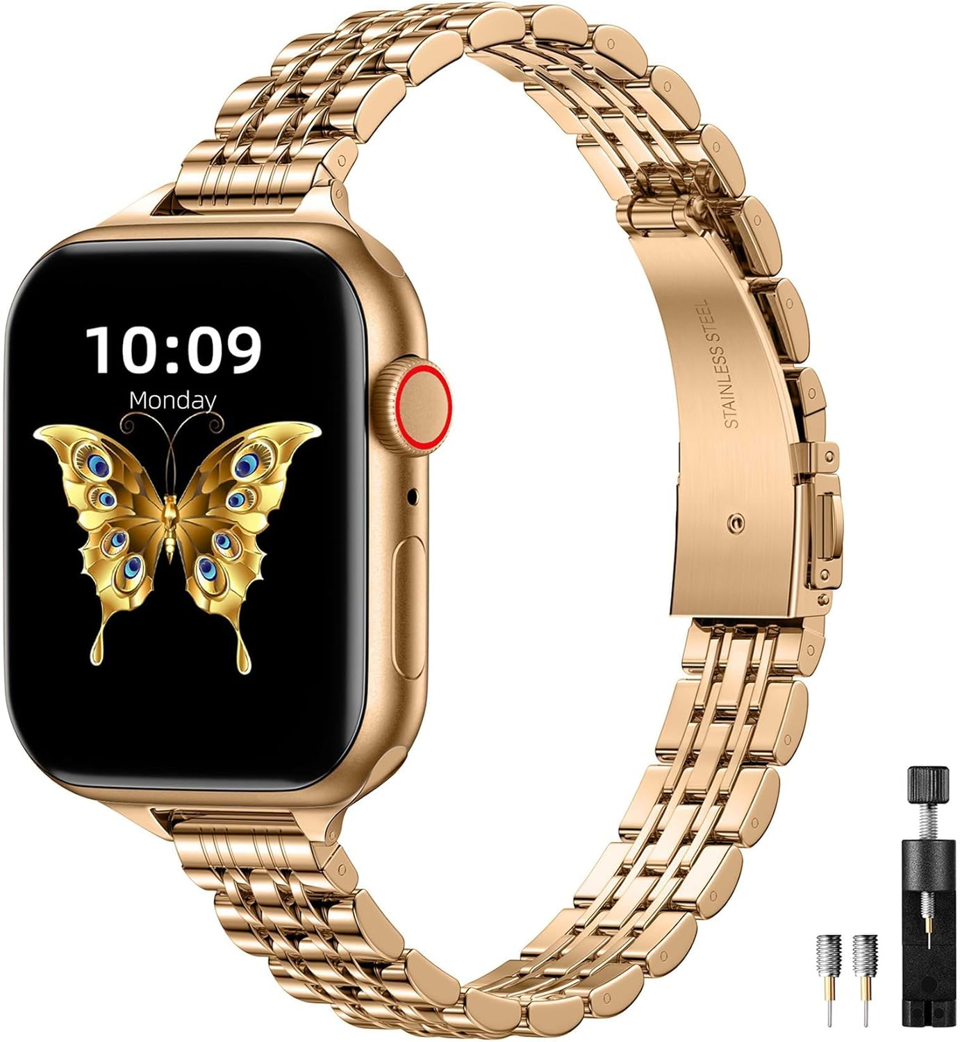 WJK Slim Stainless Steel Bands Compatible with Apple Watch Band 38Mm 40Mm 41Mm 42Mm for Women Men, Adjustable Metal Strap Compatible with Apple Watch Series 11 10 9 8 7 6 5 4 3 2 1 SE, Multi Colors