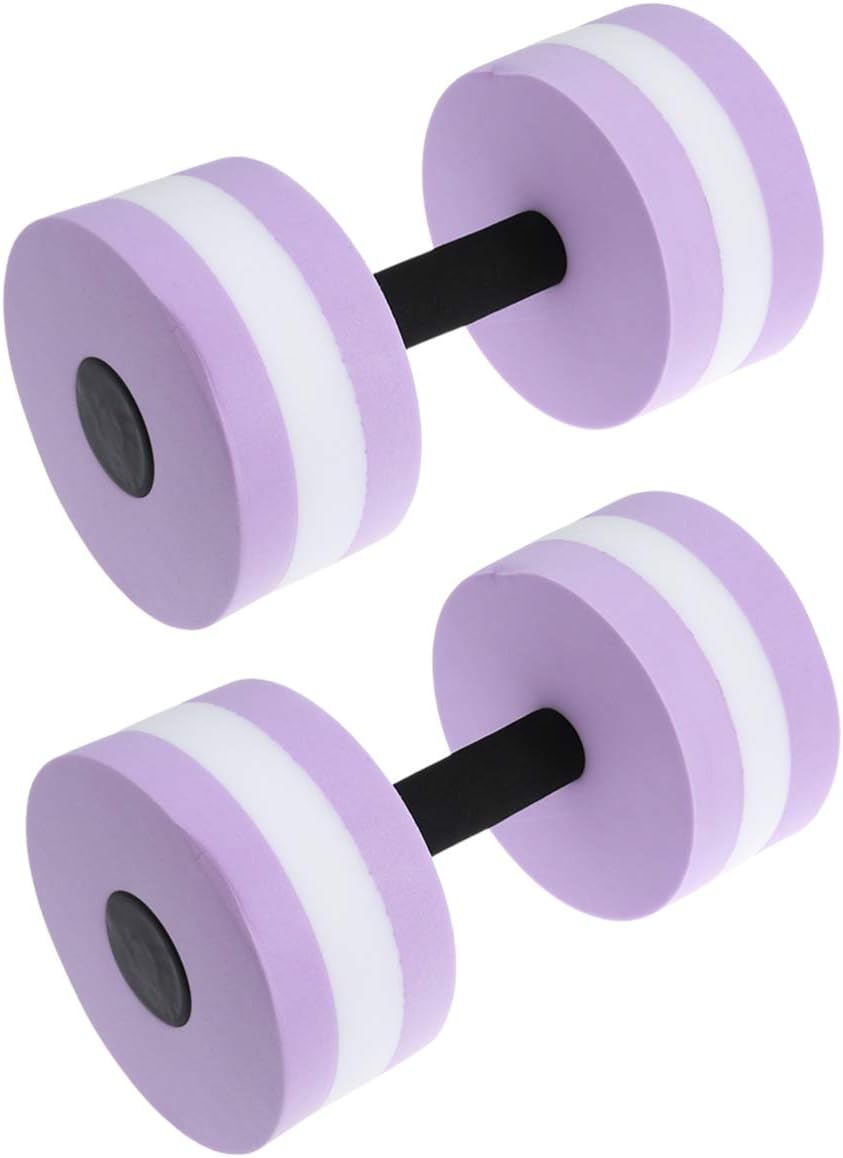 Didiseaon 2Pcs Sports Aquatic Exercise Dumbbells Eva Aqua Fitness Barbells with Exercise Hand Bars Set for Women Men Adult (Purple) image number 2