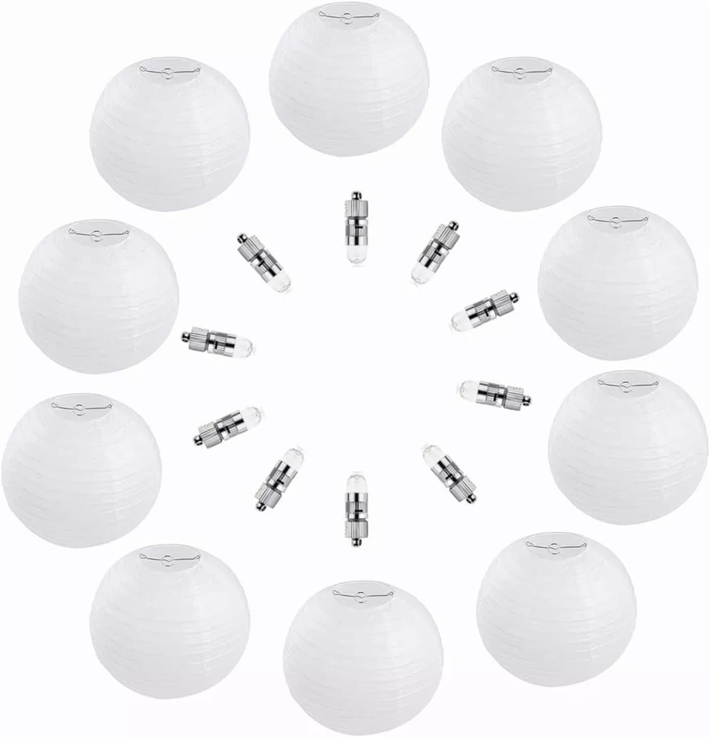 Chinese White Paper Lanterns LED Lights Decorative round Lanterns Wedding Christmas Party Decor Home Garden Hotel Bar DIY Children'S Painting 10Pcs image number 4