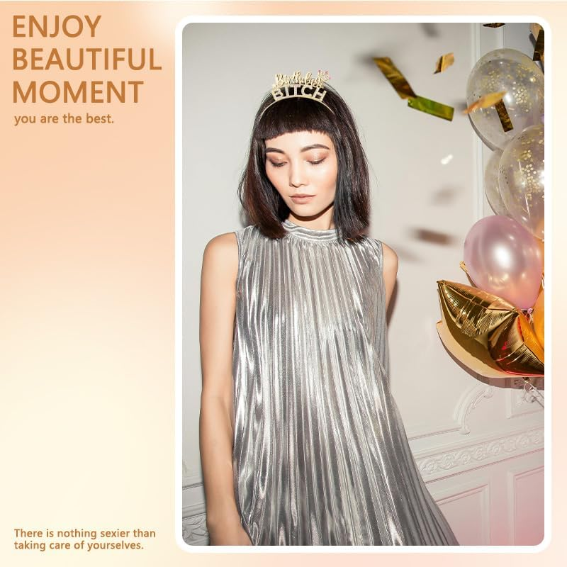 Funny Birthday Headbands Gifts for Best Friends Besties Birthday Bitch Crown Headband Bday Gifts for Girls Accessories image number 3