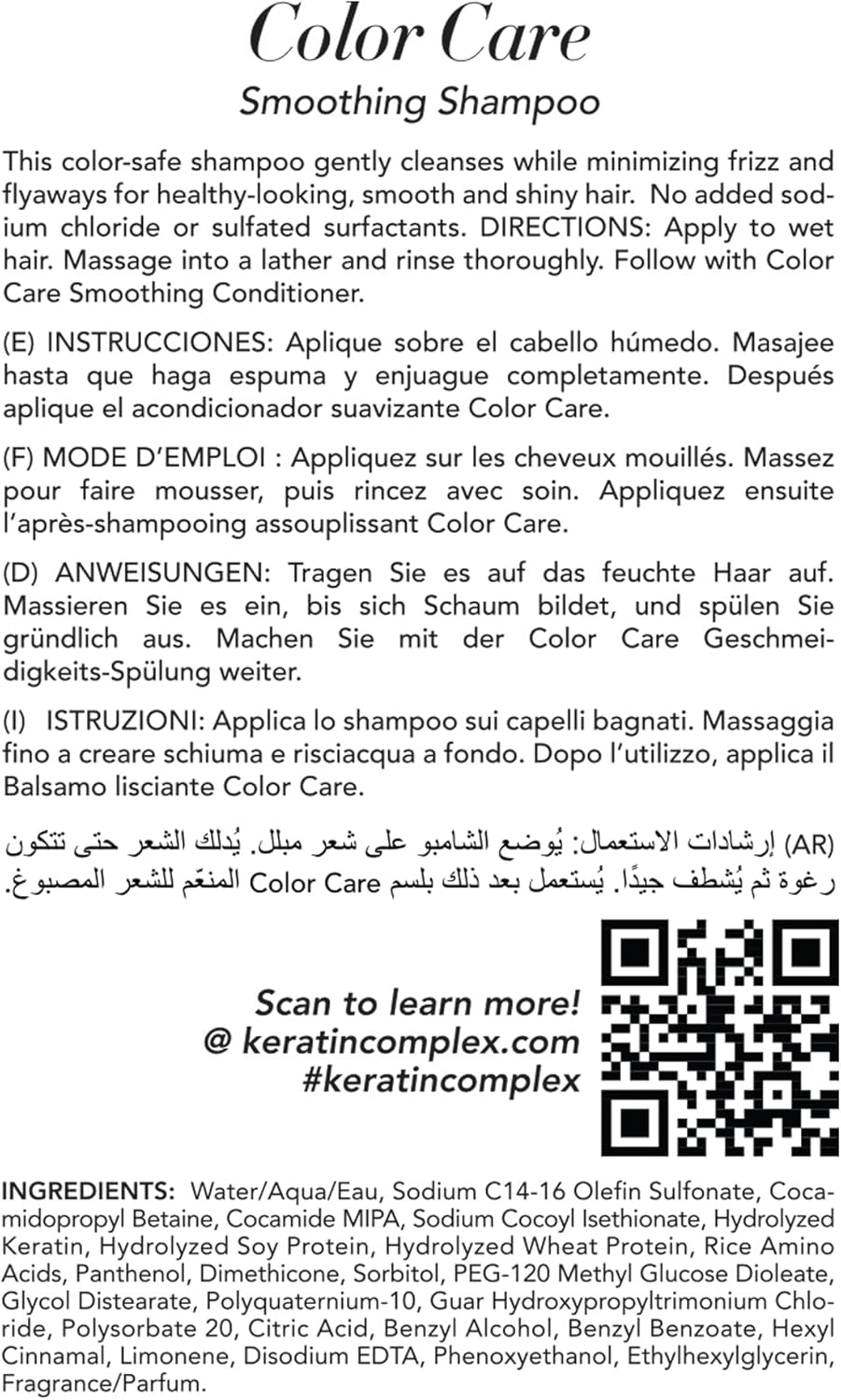 Keratin Complex Color Care Smoothing Shampoo 400 Ml