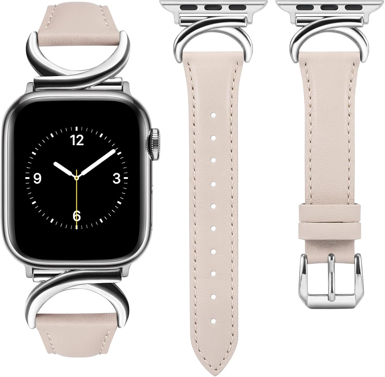 TOYOUTHS Compatible with Apple Watch Band 38/40/41/42/44/45/46/49Mm Women, Dressy C-Shaped Metal Buckle Leather Strap for Iwatch Band Series 11/10/9/8/7/6/5/4 Ultra SE 3/2/1 image number 6