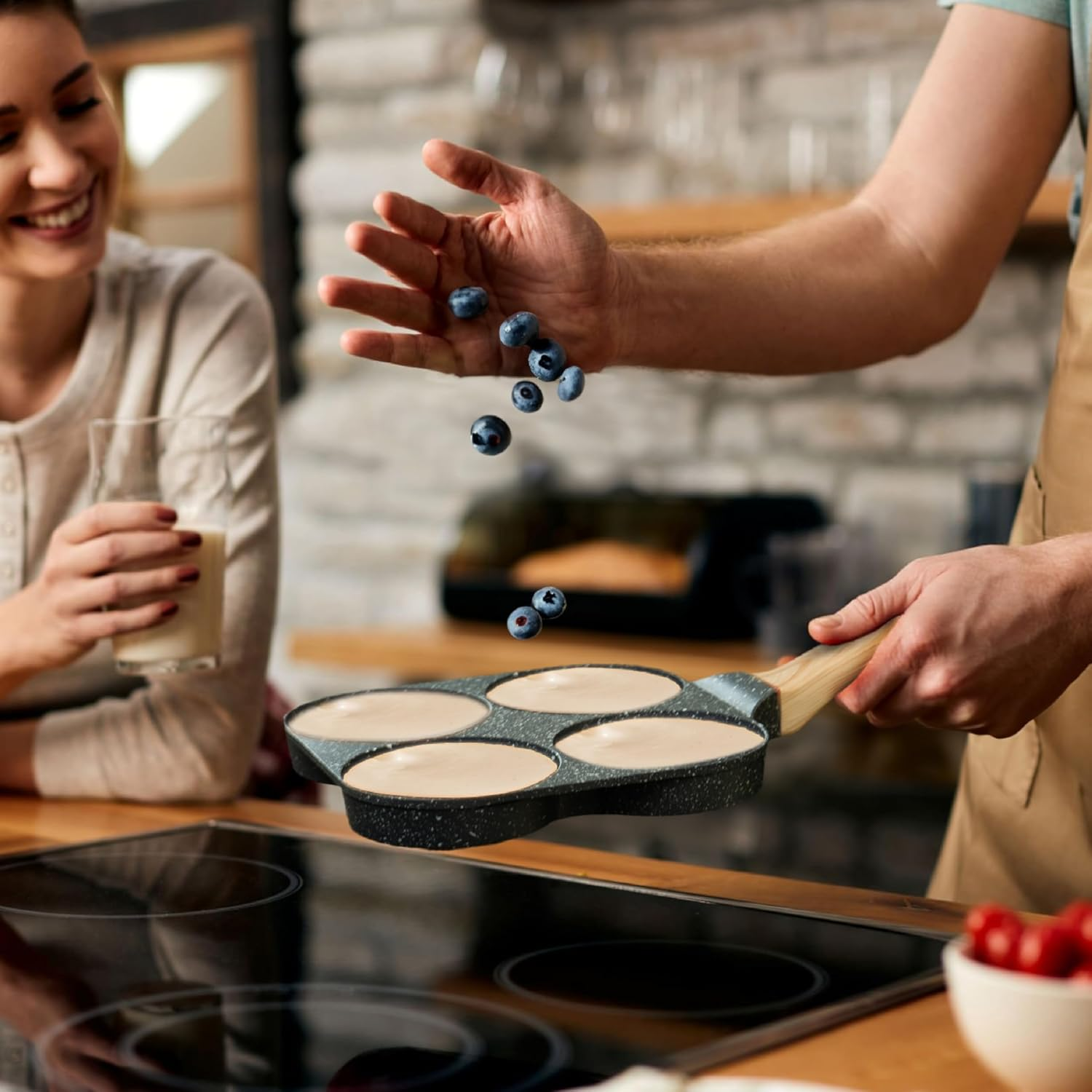 Joeji'S Kitchen 4 Part Egg Frying Pan Non Stick - Pancake Crepe Eggs Pan - 19Cm Pancake Pan for Cooking Healthy French Toast, Burger, Omelette and More with Less Oil image number 3