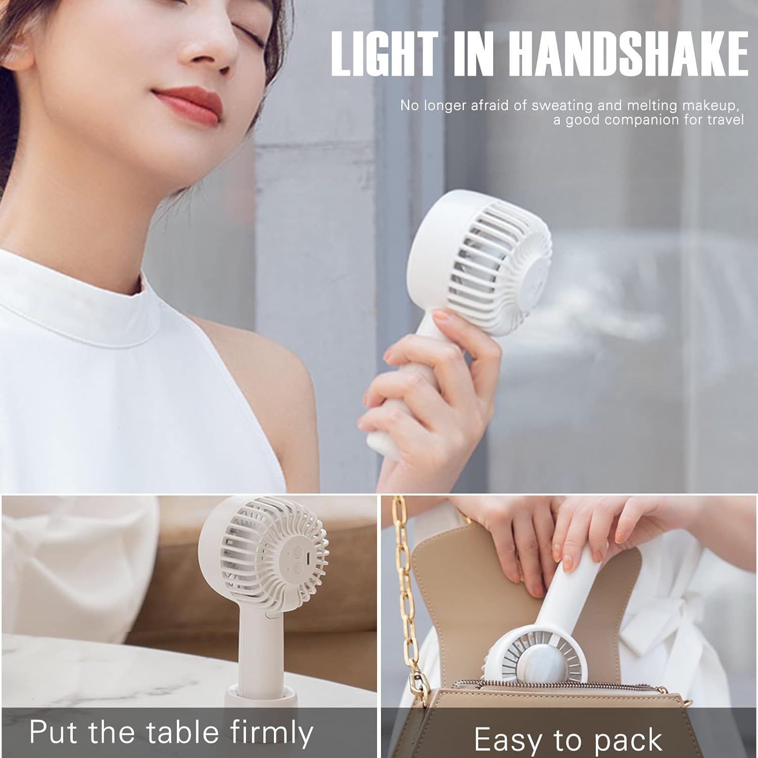 Mini Handheld Fan, Portable Makeup Eyelash Fan USB Rechargeable Quiet Fan Personal Electric Small Fan Durable Pocket Hand Fan for Outdoor Activities/576 (Color : White) image number 5