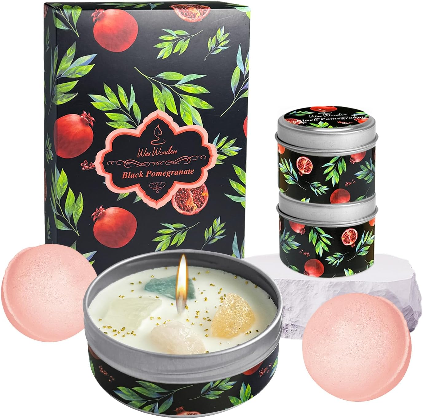 Wax Wonders Candles for Home Scented & 2 Bath Bombs Set - 7.05OZ Aromatherapy Candles Gifts for Women,Soy Wax,Bubble Spa,Ideal for Valentine, Birthday, Mother'S Day, Thanksgiving, Christmas Gifts image number 5