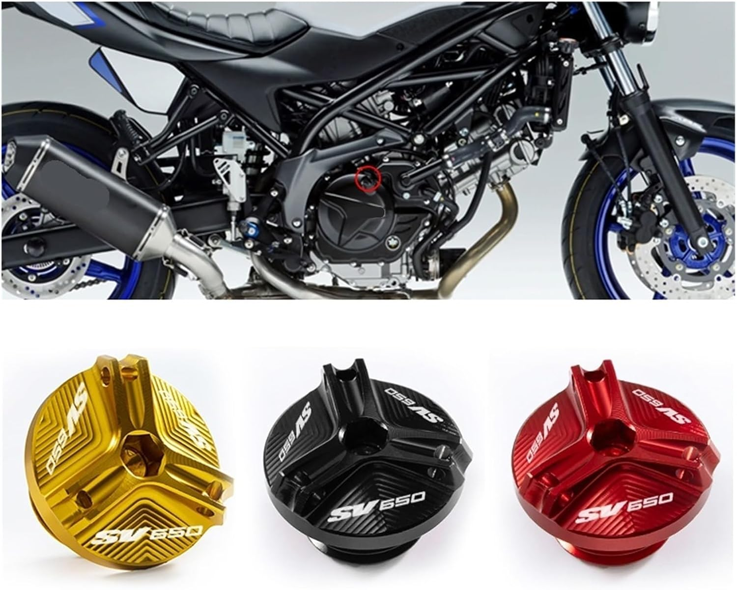 Jininshengxindianzi Compatible with Suzuki SV650 SV650X SV 650 X/S/A Motorcycle CNC Aluminum Alloy Engine Oil Cap Bolt Fuel Cap Protection Accessories (Color : SV650 Titanium) - Sv650 Blue image number 3