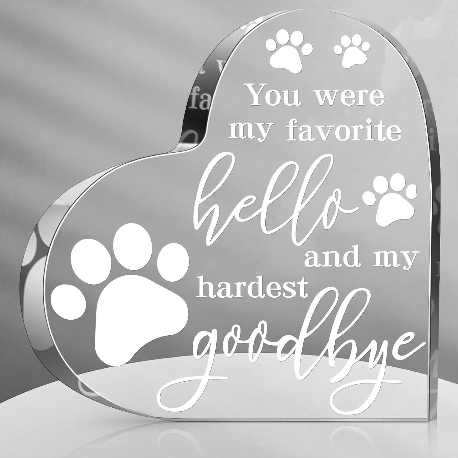 Chunful PET Memorial Gift Dog Sympathy Loss Bereavement Crystal Acrylic Heart Decor Remembrance Cat Memorial Crystal Acrylic Heart Condolence for Loss of Loved One image number 2
