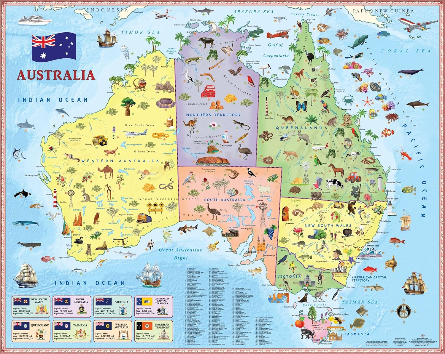Illustrated Map of Australia for Kids
