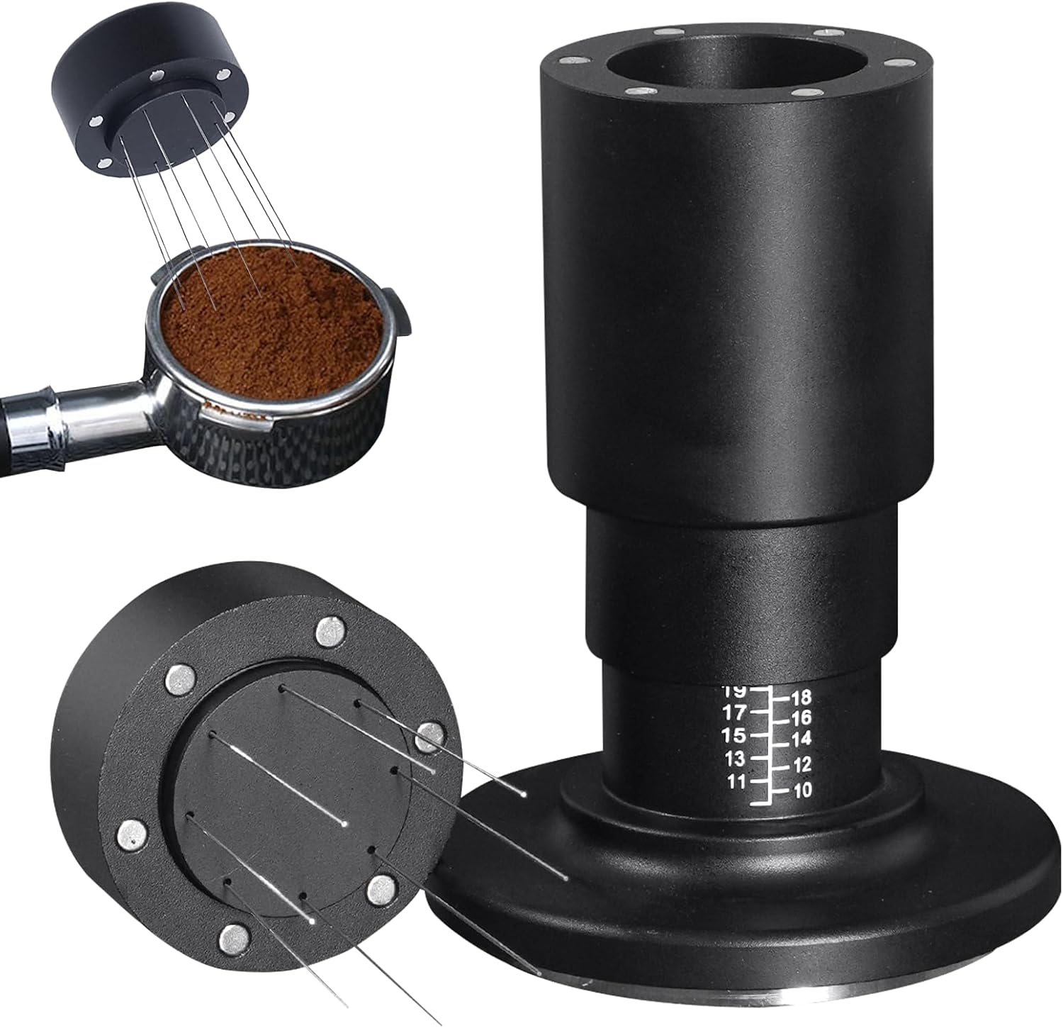 Espresso Tamper with WDT Tool, 2 in 1 Coffee Tamper 53Mm with Stainless Steel Base, Espresso Coffee Stirrer,8 Needles 0.4Mm WDT Tool Espresso Fits All 54Mm Portafilters,Coffee Gifts image number 3