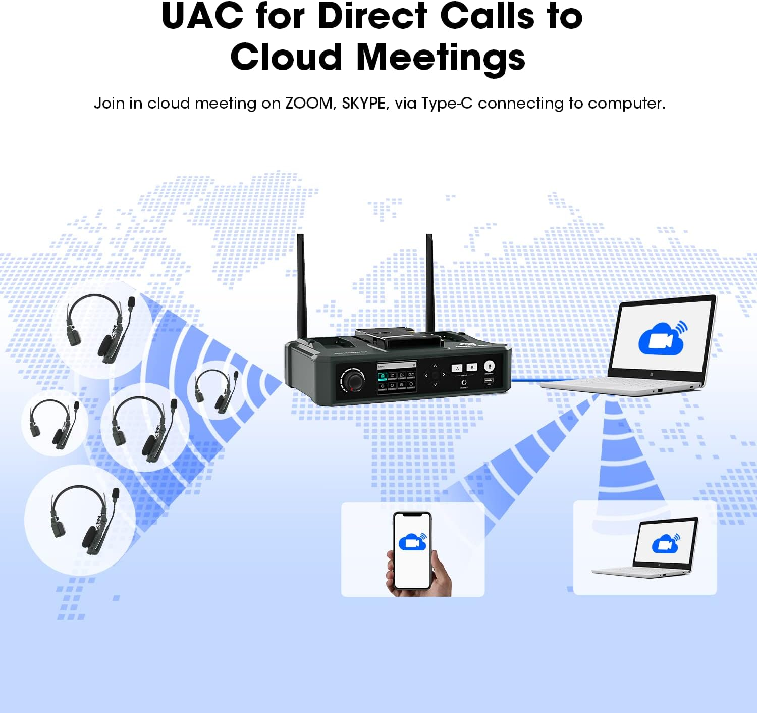 Single HUB Base Station for Hollyland Solidcom C1, 1.9Ghz Full-Duplex Wireless Headset Intercom System for Team Communication with AB Grouping UAC Cloud Meeting Announcement Expandable Connection Visit the Hollyview Store image number 5