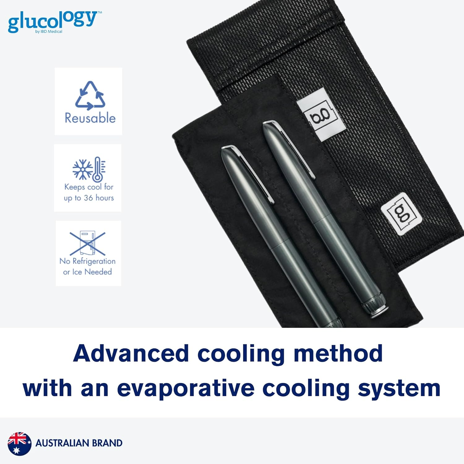 Glucology Insulin Cooling Pouch &ndash; Keeps Medication Cool for 36+ Hours, Stress-Free | Insulin Pen Cooler for Travel and Everyday Use | No Ice, No Batteries Required | 2 Pens Capacity | Black image number 1