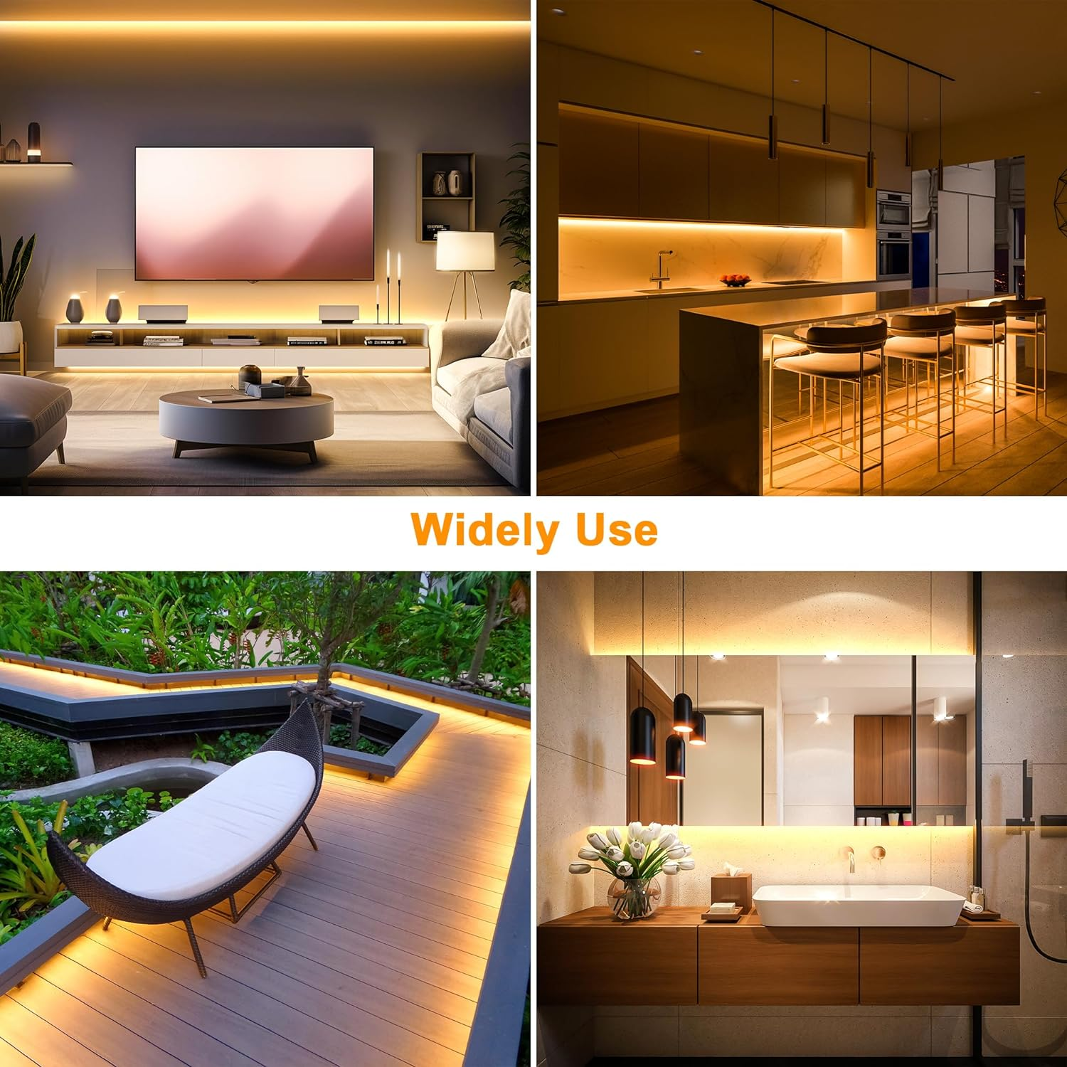 16.4Ft Neon LED Strip Light, Cozylady Warm White Waterproof Rope Light with Power Supply and Dimmer Controller, 5M Flexible DIY Silicone 24V LED Neon Rope Light for Kitchen Indoor Outdoor Decor image number 3