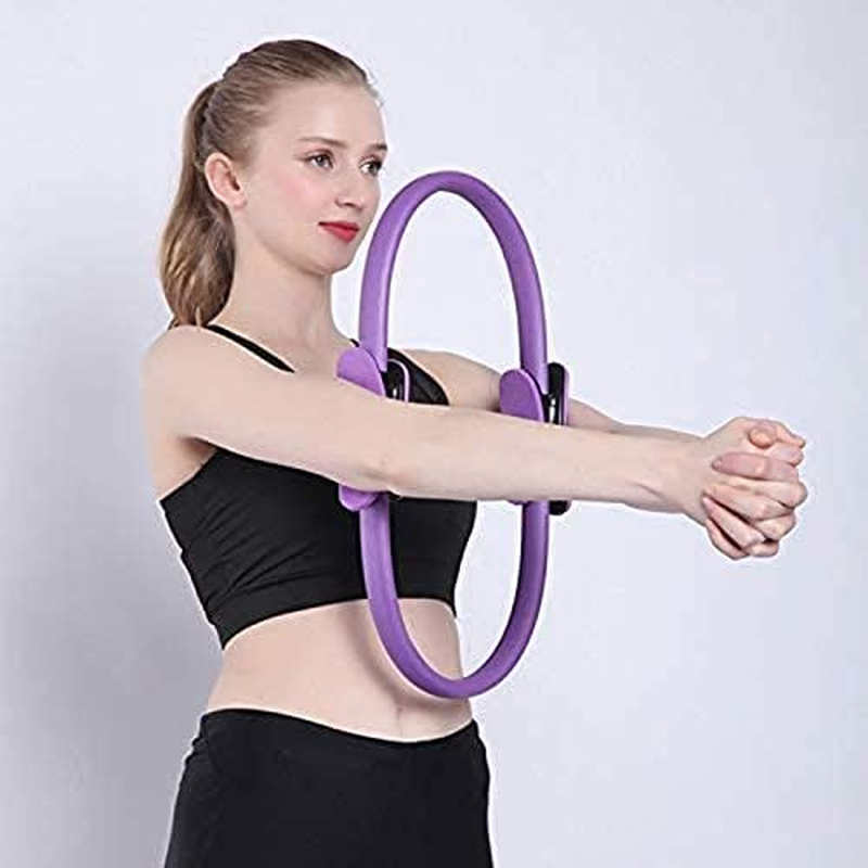 Yoga Pilates Ring Wheel Magic Fitness Circle Slimming Body Training Exercise (New Version - Pink) image number 2