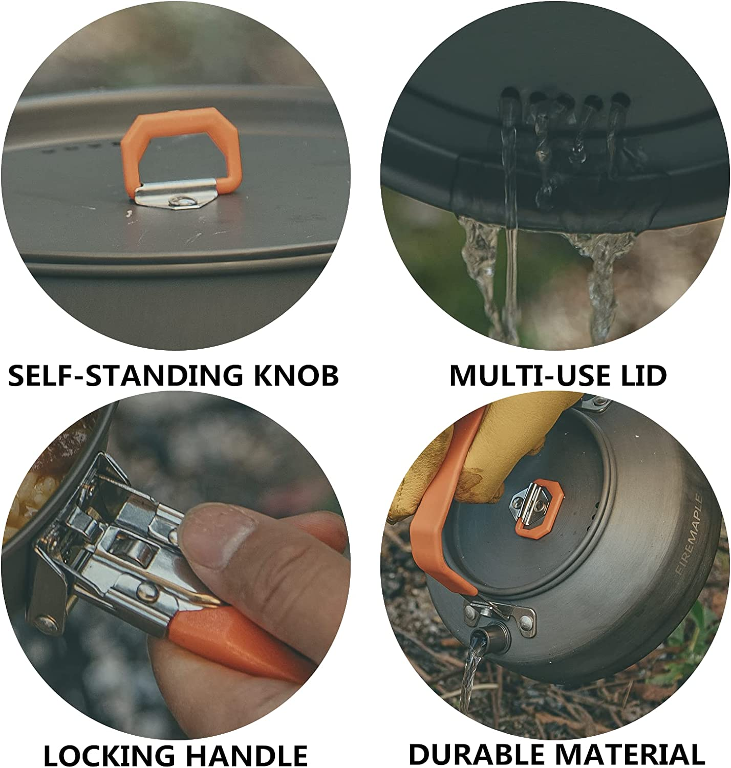 Fire-Maple Feast Series Camping Cookware Set | Outdoor Cooking Set with Pot, Kettle, Pan, Bowls and Spatula | Premium Construction | Ideal Mess Kit for Backpacking, Hiking, Car Camping and Emergency Use image number 3