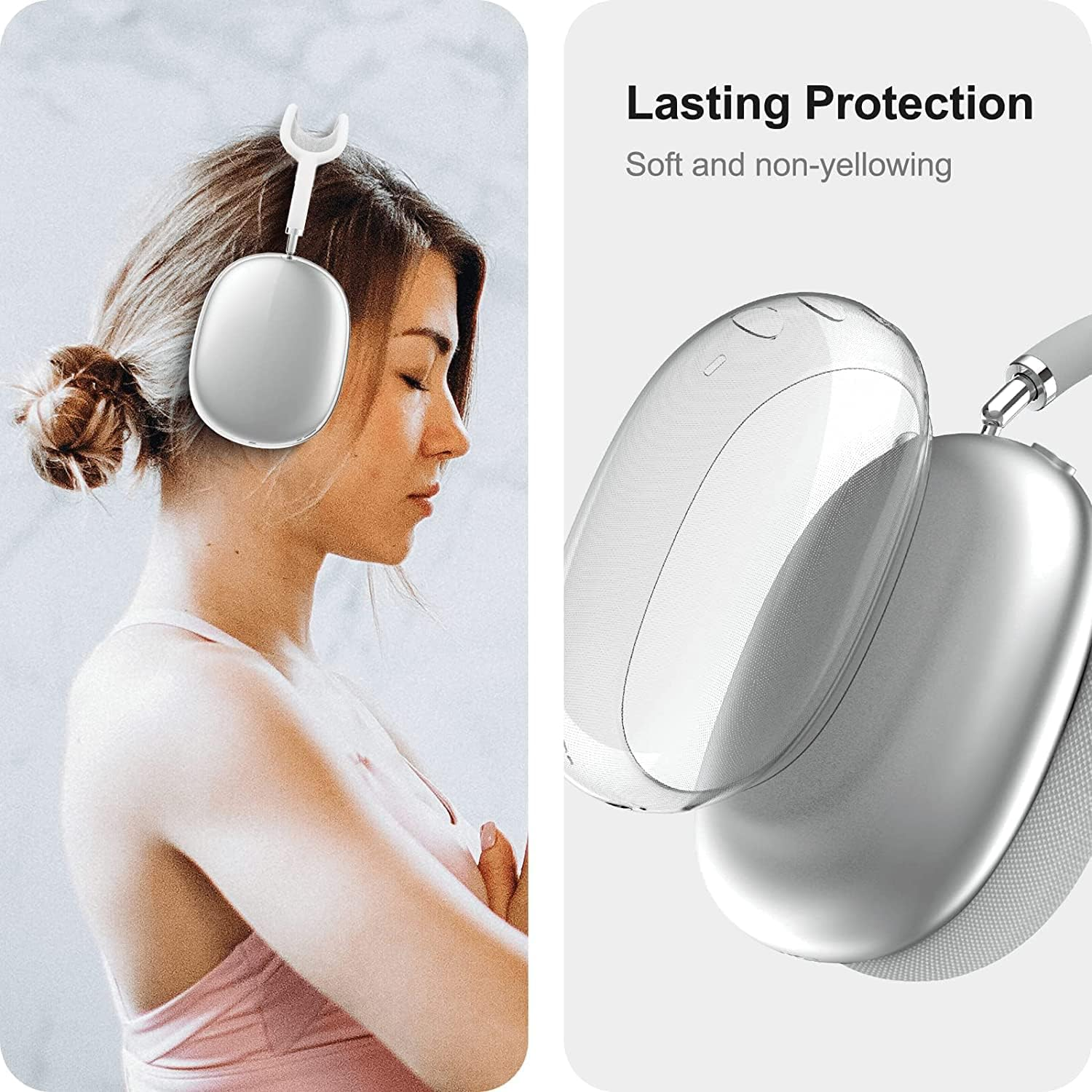 USTIYA Case for Apple Airpods Max Cover Clear Protector Shock-Absorption Transparent TPU image number 2