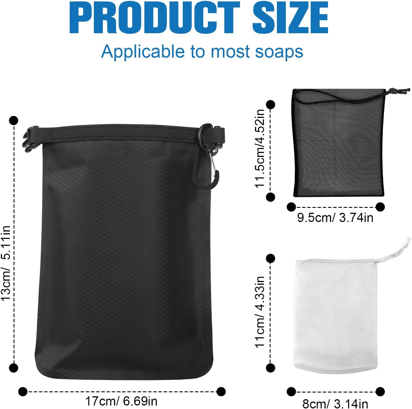 Travel Soap Bag, Waterproof Leak Proof Travel Portable Quick Drying Soap Bag with Lathering Mesh Bag & Carabiner for Travel, Camping, Hiking, Outdoor image number 5