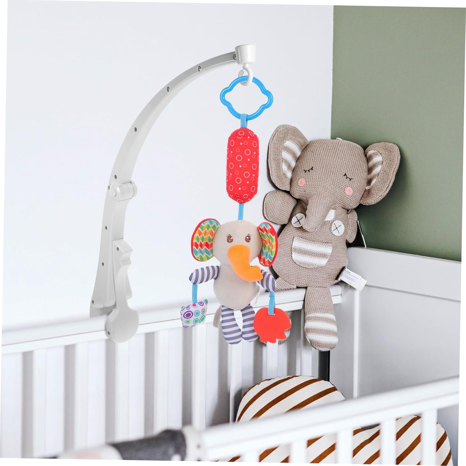 BESPORTBLE Crib Mobile Stand and Bed Bell Holder Arm for Baby Nursery, Wood-Grain Rotating Mobile Arm Compatible with Baby Cot, DIY Cloud-Shaped Crib Decoration Accessory for Infant Bed