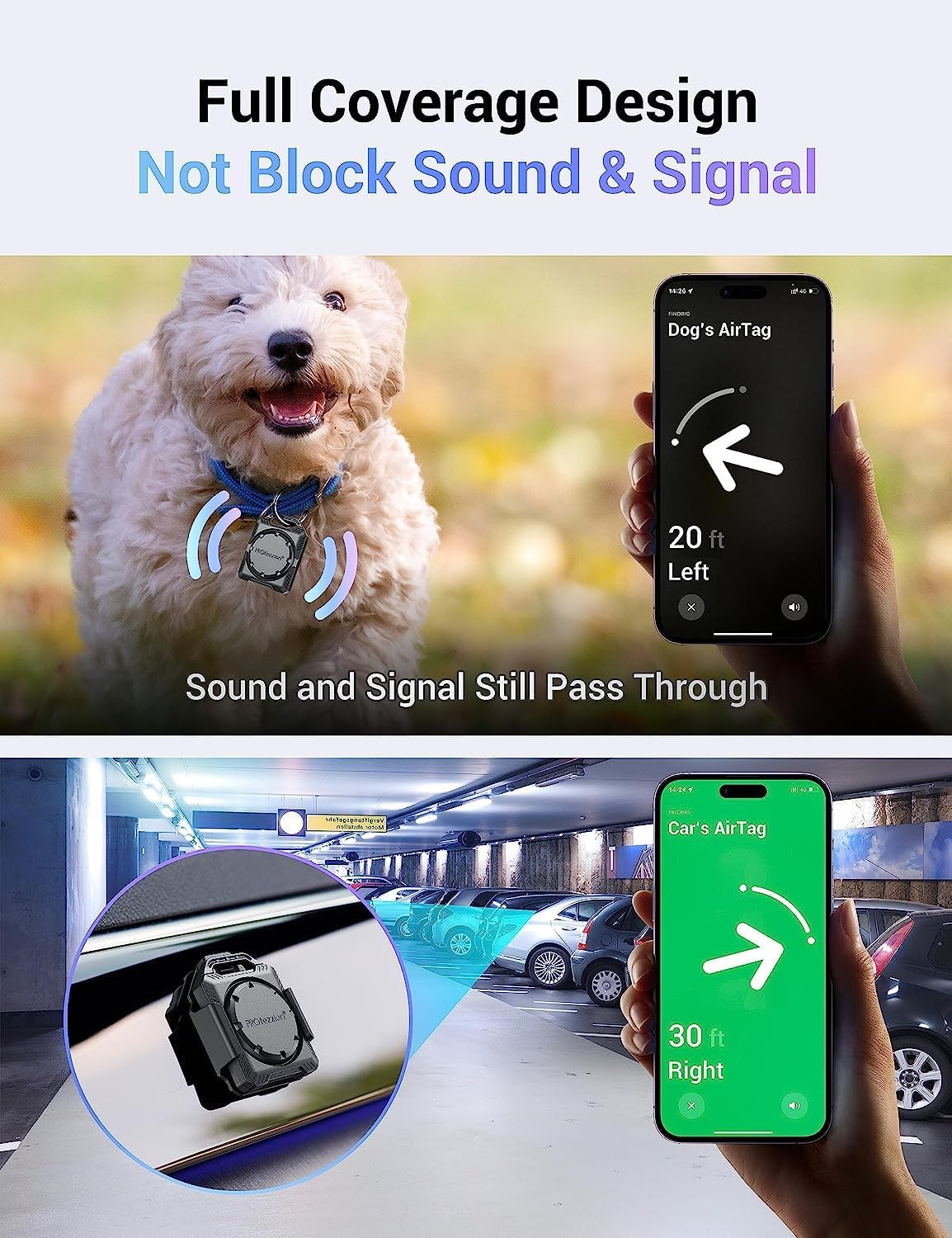 Profezzion IPX8 Waterproof Case, Anti-Lost Anti-Scratch Holder Protective Skin Cover with Key Ring, Loop Strap and 3M Mount for Keychain, Dog Collar, Travel, Luggage, Car, & More-Red image number 5