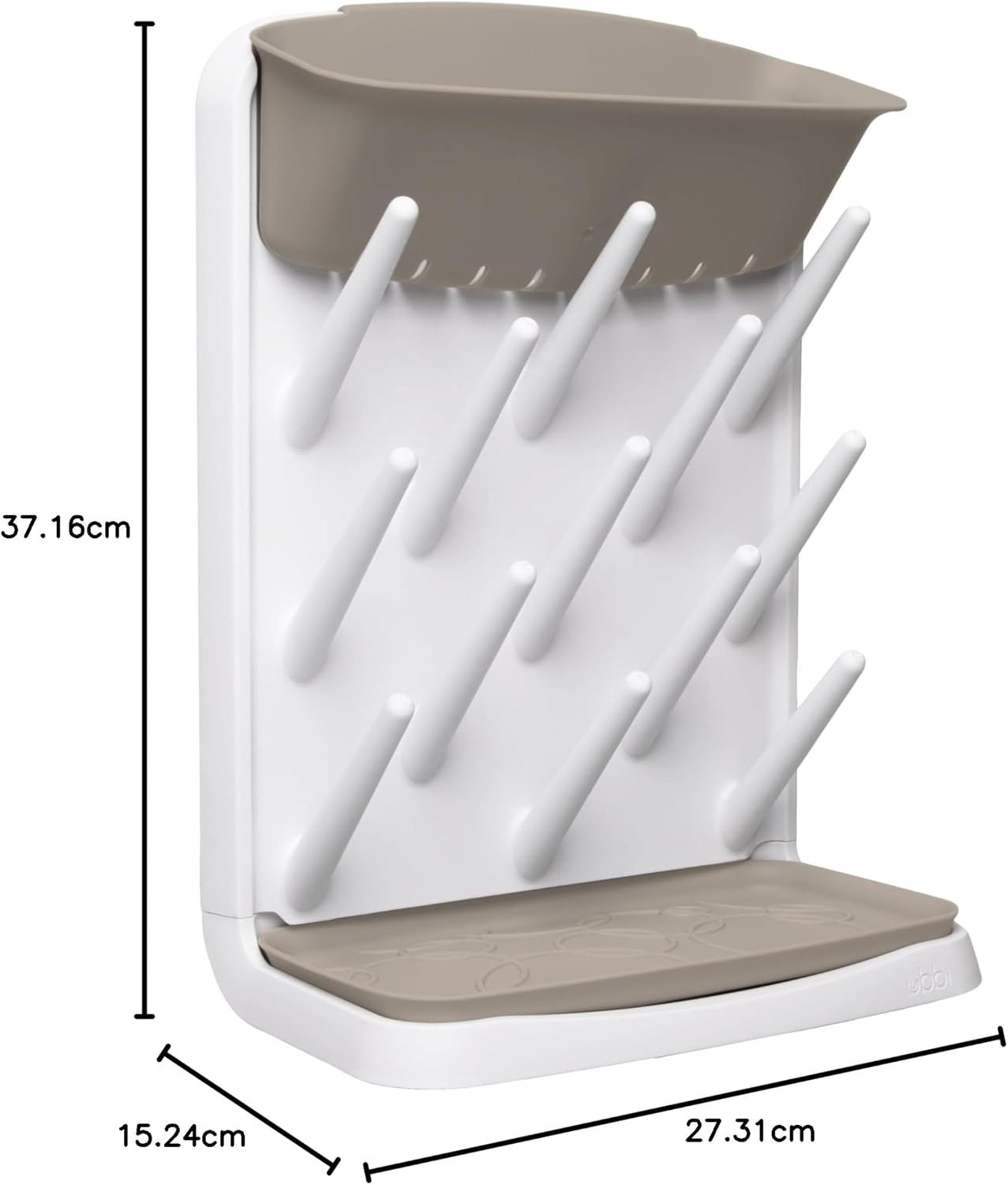Ubbi Vertical Baby Bottle Drying Rack, Space Saving Countertop Drying Rack Baby Accessory, Taupe image number 5