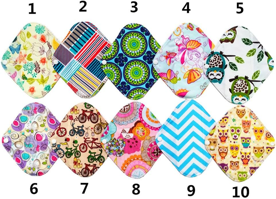 10 Pieces 8 Inch Light Bamboo Mama Cloth/ Menstrual Pads/ Reusable Sanitary Pads Panty Liner image number 2