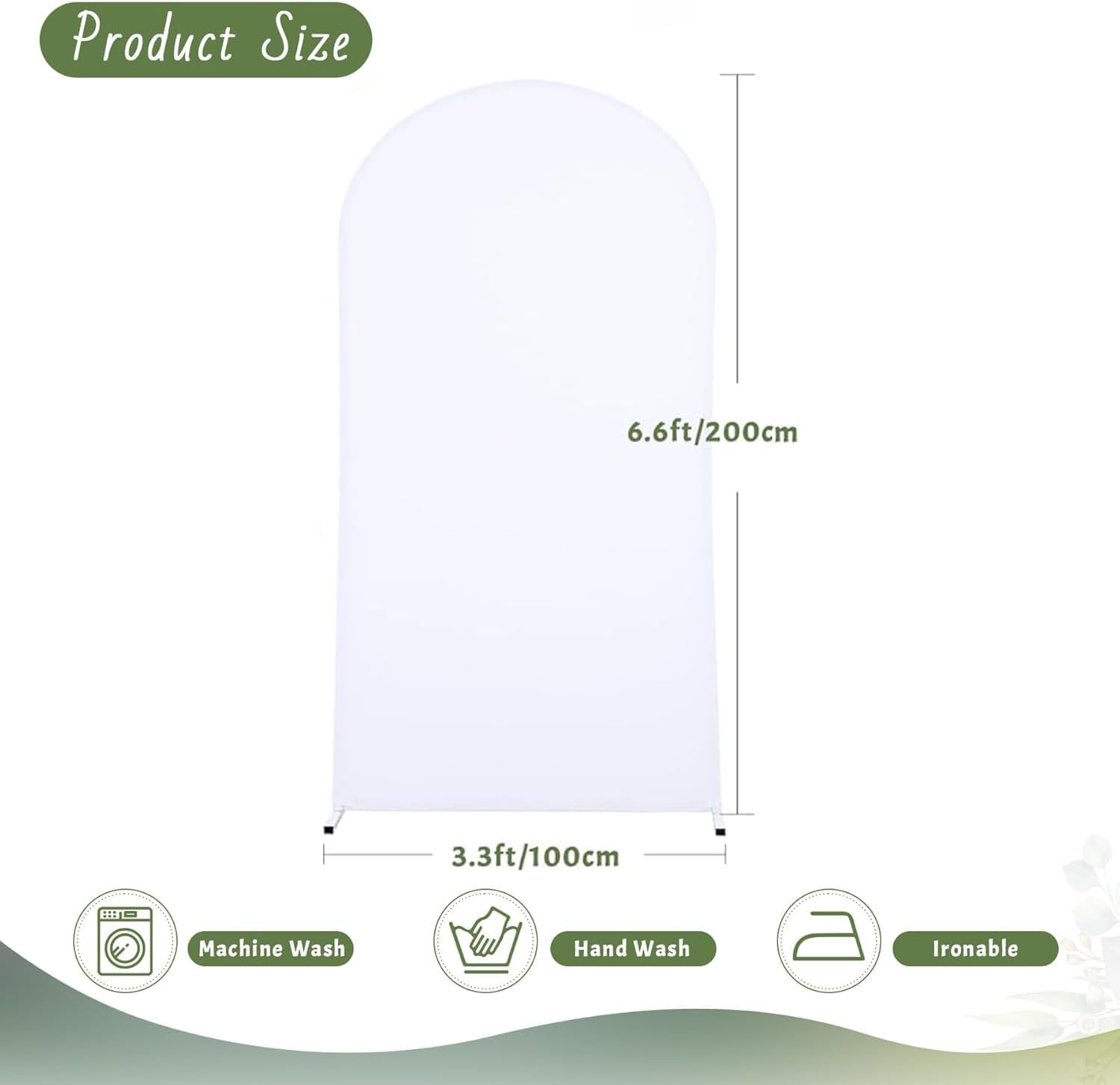 6.6FT Wedding Arch Cover，White Arch Backdrop Cover Stretchy Spandex Backdrop Stand Covers for Birthday Party Ceremony Banquet Decor(79.2" L X 39.6" W) image number 1