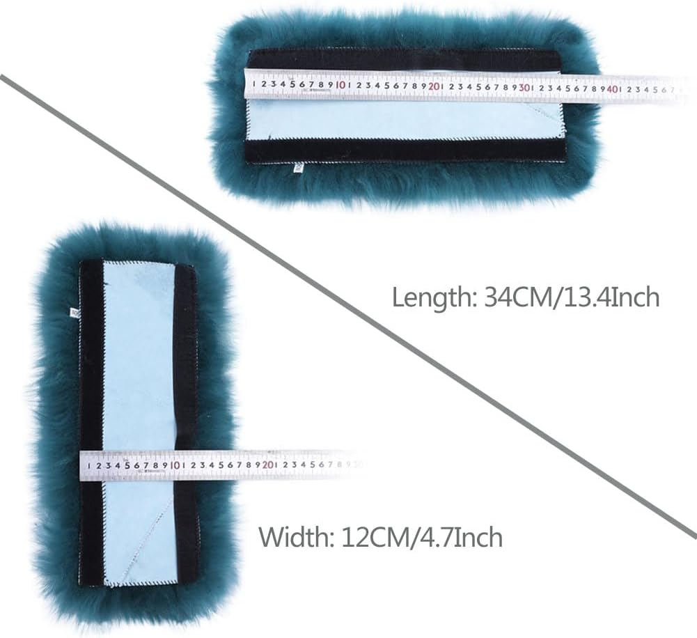 OGLAND 13.4Inch Big Plush Soft Wool Sheepskin Seat Belt Covers, Fluffy Seatbelt Pads for Pacemaker Adults Kids Women Universal Car Cushions,1 Pack Dark Red image number 3