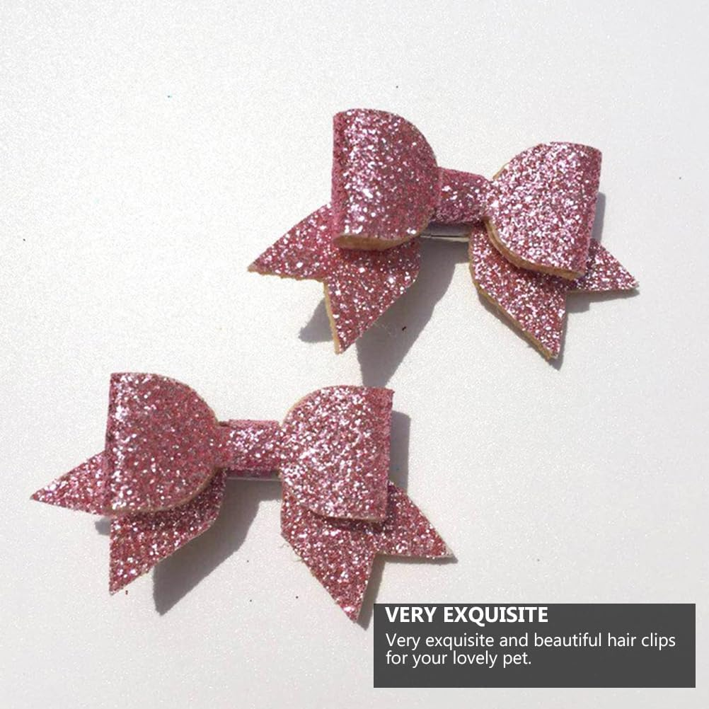 Alasum Girl Hair Bows 10Pcs Pet Hair Clip, Dog Bows with Clips, Cat Bow Clips Glitter Pet Hair Clips Pet Supplies Dog Lovely Hair Bows Hair Accessories Girl Hair Clips image number 1