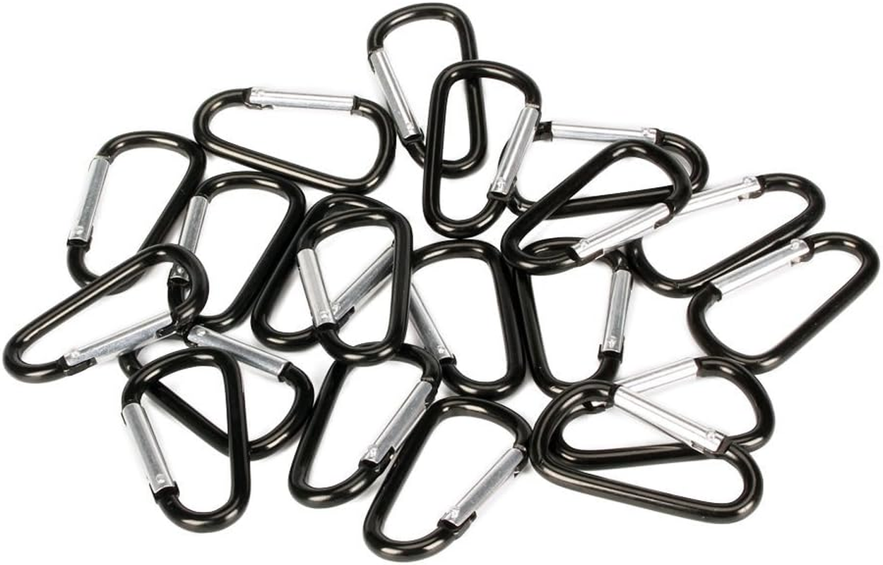 SAMLOO 20 Pack 2.5" D Shape Aluminum Large Carabiner Clip Lock Hooks Spring Snap Keychain Durable Spring-Loaded Gate Carabiners for Home, Outdoor, Sports Backpack image number 1
