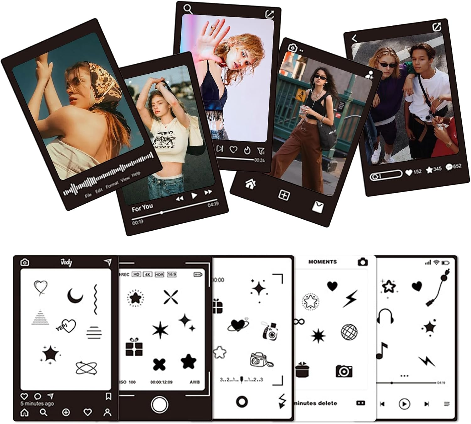 Photo Instant Films Stickers 10Pcs Colorful Picture Border Stickers Films Frame Decorative Sticker DIY Scrapbook Stickers for 2X3 Picture Polaroid Fujifilm Instax Mini Instant Film (Love)