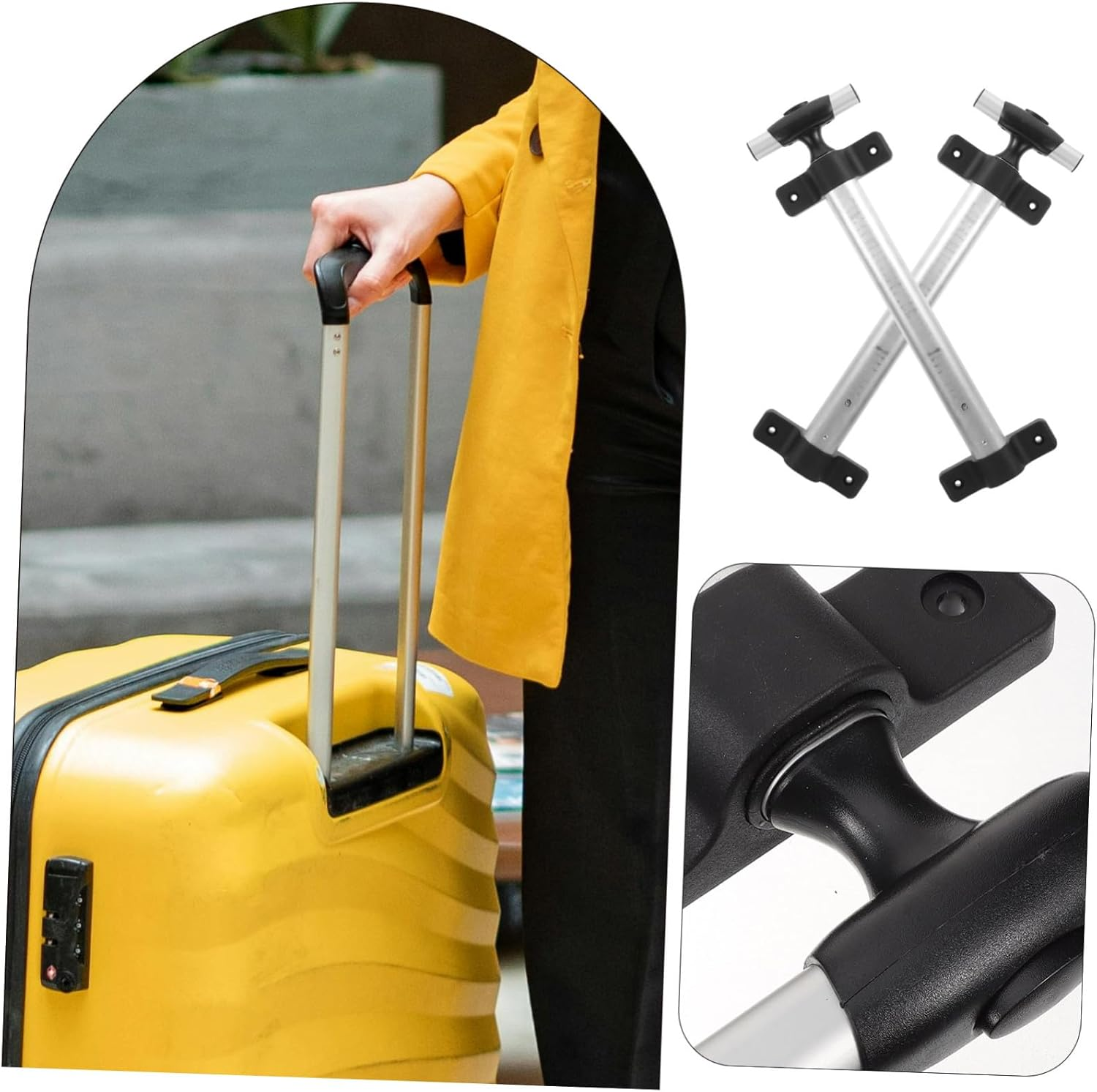 LIFKOME 2Pcs Telescopic Luggage Handle Replacement Aluminum Alloy Pull Rod Suitcase Travel Bag Accessory 21-Inch Sturdy Travel Gear Replacement Part for Outdoor Suitcases image number 5