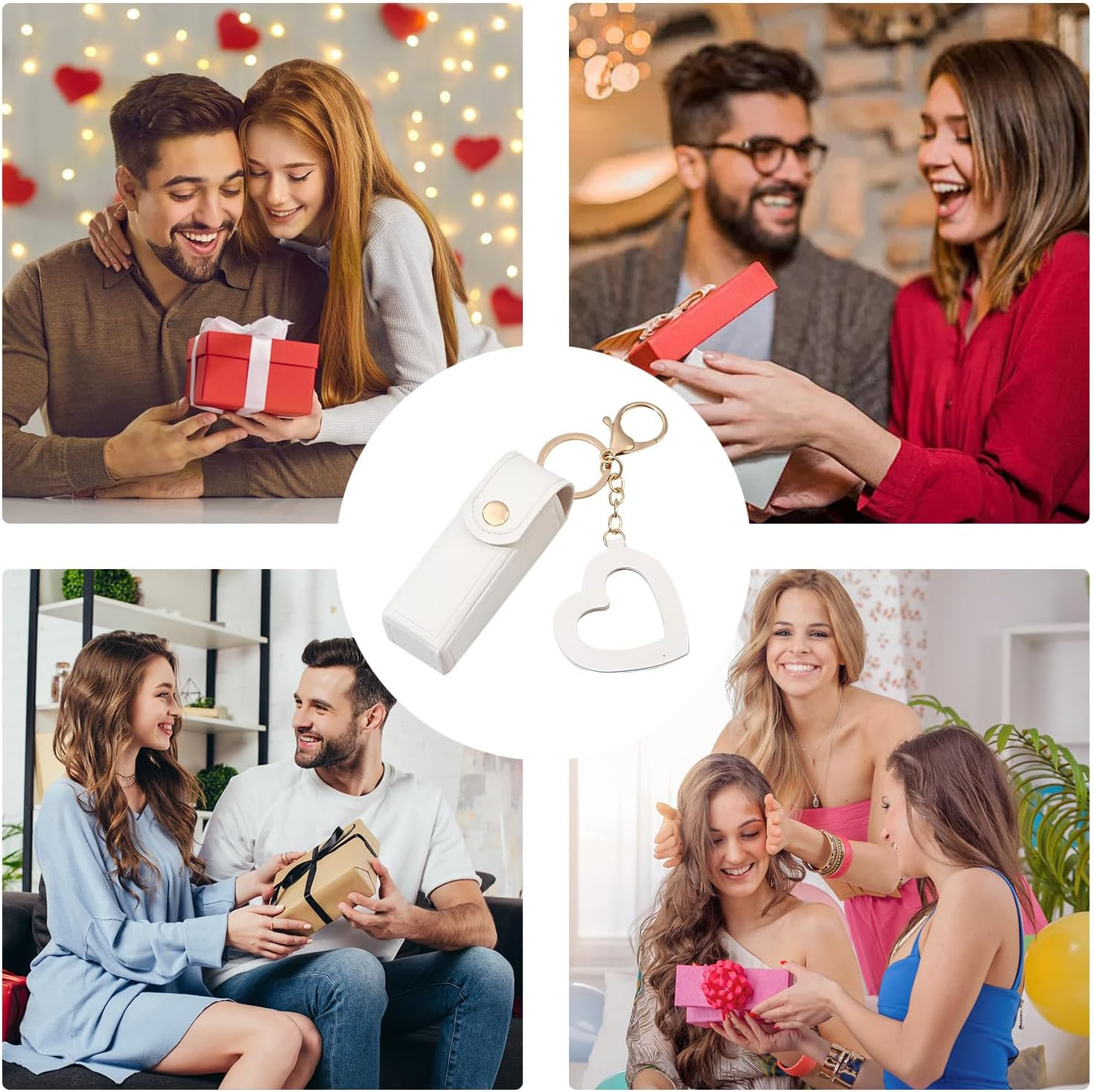 Lip Case, Lipstick Case, Keychain, 3.5 X 1.2 Inches (9 X 3 Cm), Women'S, PU Leather, Lip Cosmetic Pouch, Lip Balm Case, Mini Lipstick Bag, Cute, Stylish, Convenient to Hold, Cosmetic Container - Light Blue 2 image number 4