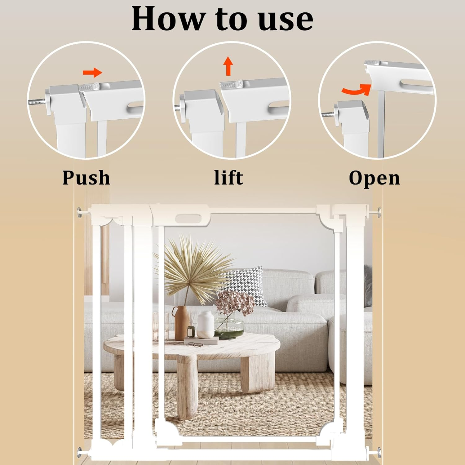ALLAIBB Clear Acrylic Baby Gate for Stairs, Adjustable 75 to 120Cm Safety Auto Close Dog Gates Indoor, Hallways, Kitchen, White Modern Design Pet Gate for Doorways and Home Security image number 2