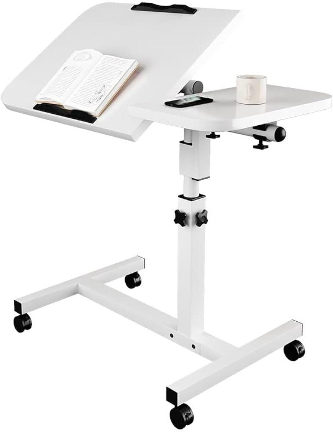 60 * 40Cm Lifting and Rotating Laptop Desk for Home and Office, Movable Bedside Table with Rollers, Adjustable Computer Stand, Sofa Side Table, Coffee Table (Adjustable Rotary Table Top)