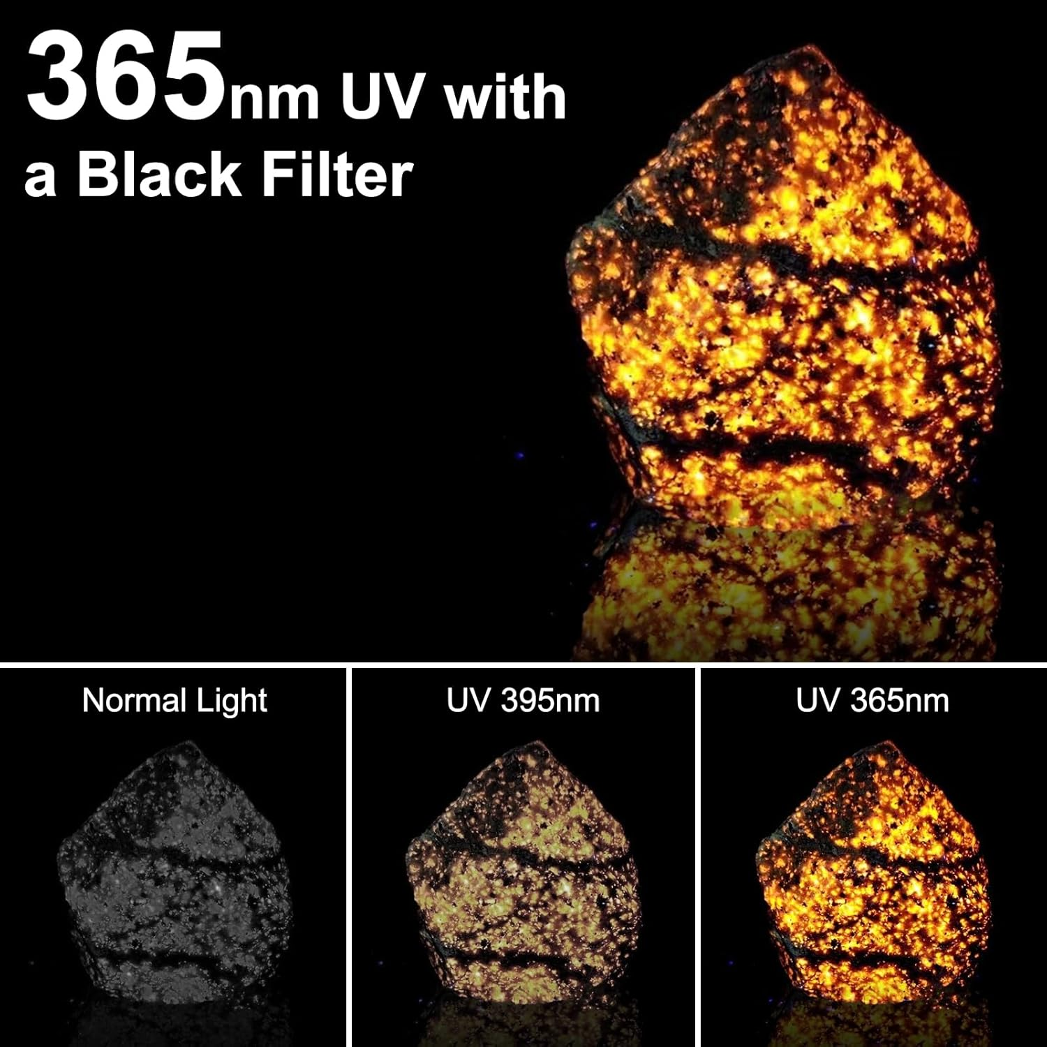 Tisuokae 365Nm UV Light Torch, 50W Powerful Black Light Torch with LCD Screen, Rechargeable UV Resin Light, Dimmable Professional UV Flashlight for Pet Urine Detection, Resin Curing, Rocks, Scorpion image number 3