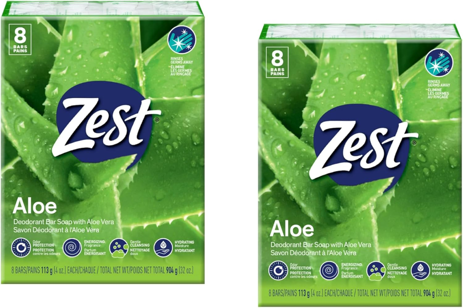 Zest Bar Soap, Fresh Aloe, 4 Oz, 16 Bars Pack image number 2