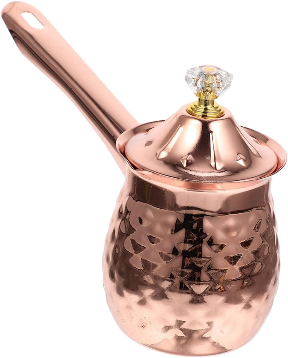BESTYASH Rose Gold Stainless Steel Turkish Coffee Pot Small Milk Pitcher with Ergonomic Handle for Hot Coffee Heating Lightweight Easy to Clean Household Espresso and Milk Frothing Cup image number 2