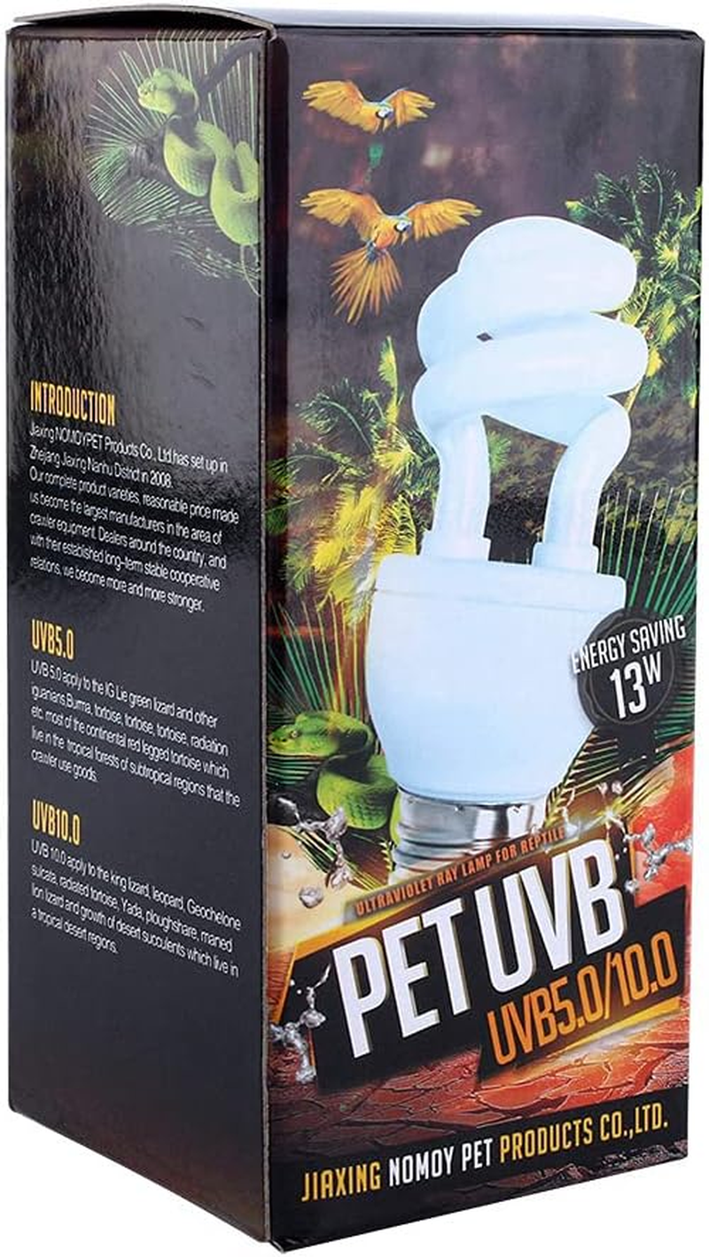 13W UVB 5.0 E27 Base Energy Saving Tortoise Snake Reptile Light Bulb UV Lamp for Reptile Terrariums