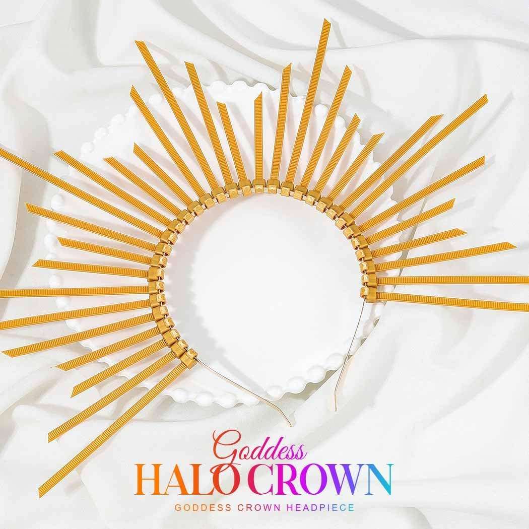 Fashband Mary Halo Crown Headband Spiked Sunburst Crown Goddess Headwear Cosplay Halloween Party Hair Accessories for Women