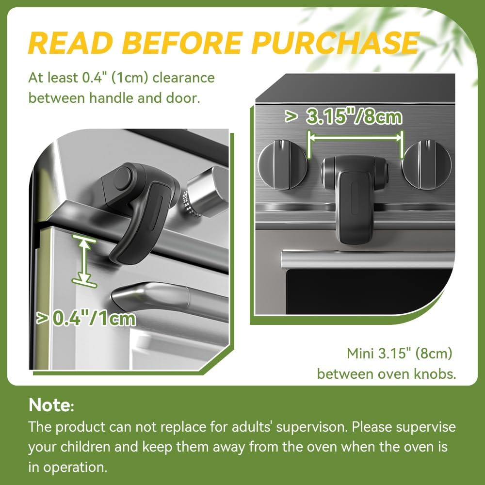 SAFELON 1 PC Baby Safety Oven Door Lock, Kitchen Safety Locks for Babies, Childproof Oven Locks for Kids, Heat-Resistant, No Screws & Drilling (Black) image number 6