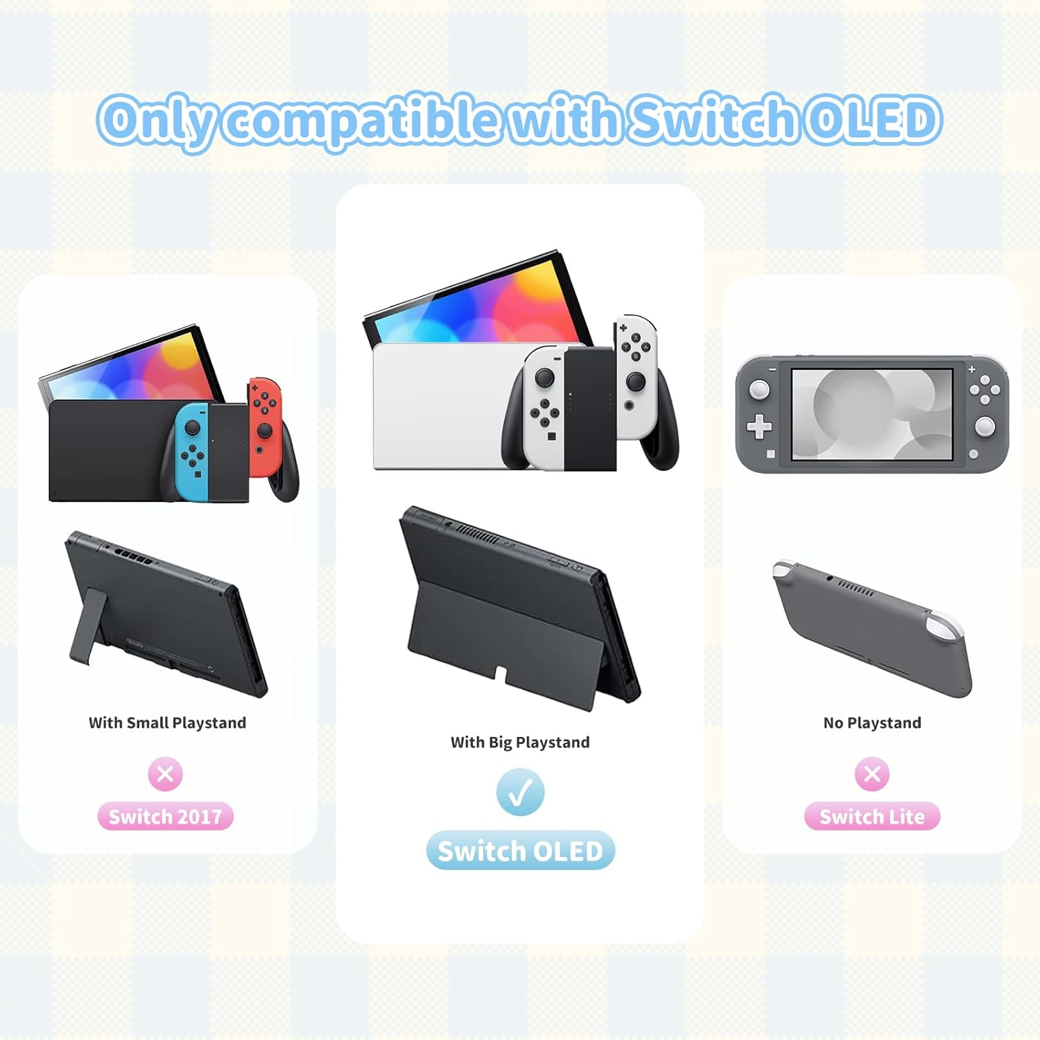 Geekshare Protective Case for Switch Oled,Slim Cover Case Compatible with Switch OLED Separable Soft Silicone Protective Shell for Game Console with 2 Thumb Grip Caps - Mikko Sweet Thoughts image number 1