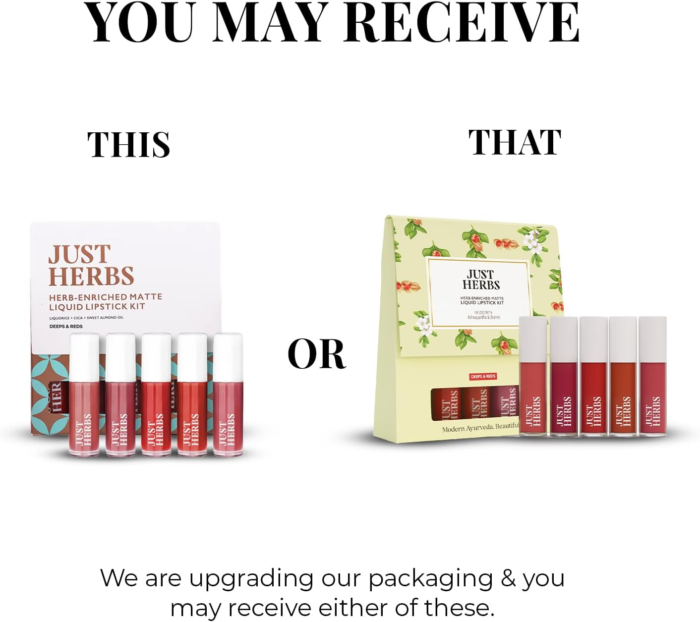 Just Herbs Herb Enriched Matte Liquid Lipstick | Set of 5 | Liquid Lipstick for Women | Deeps & Reds Shade | Hydrating & Lightweight | Ashwagandha & Brahmi - 1Ml X 5U