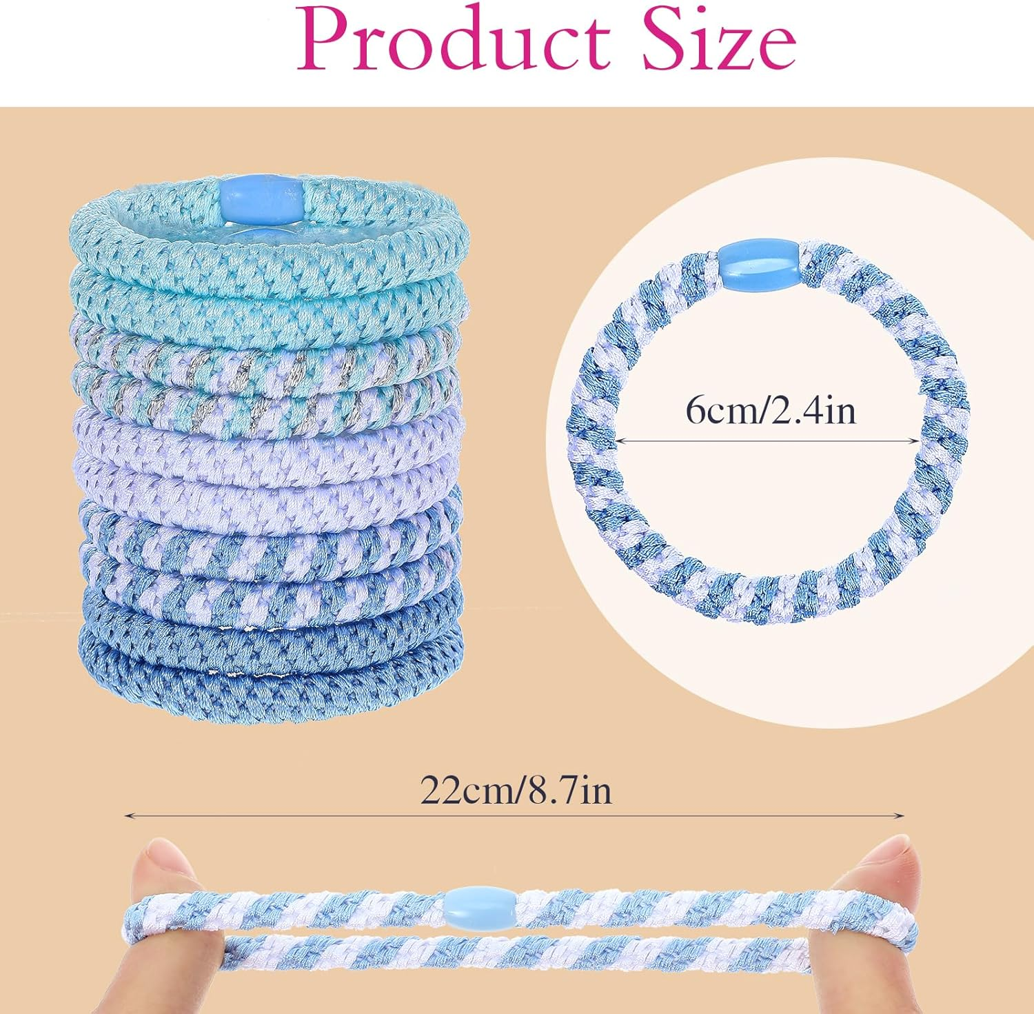 Pack of 10 Original Hair Bobbles for Girls, Soft and Tear-Resistant, Can Be Used as a Bracelet, Desirable for Braids, Ponytail, Sports and Everyday Use image number 4