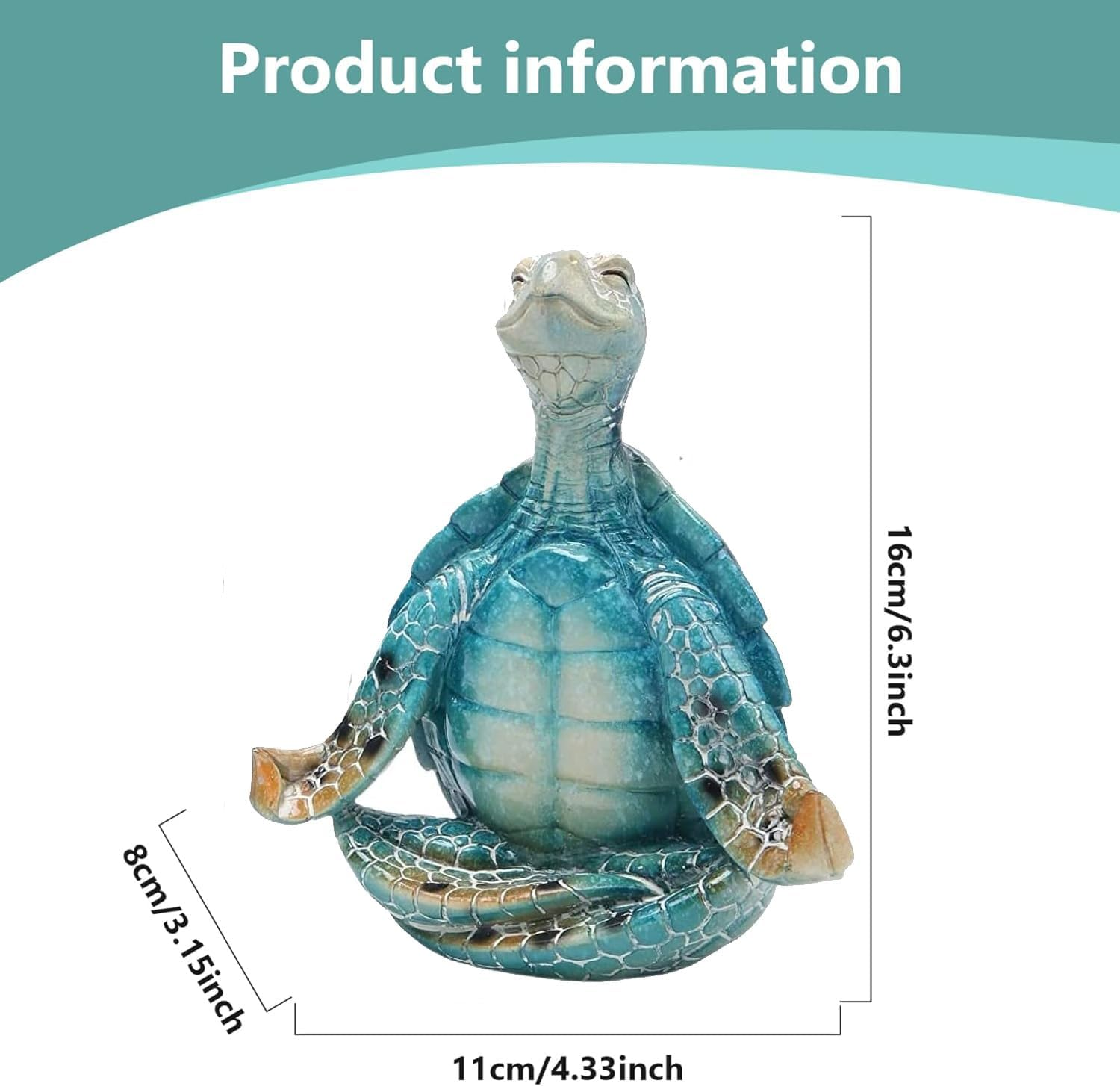 Sea Turtle Meditation Yoga Decor, Meditating Coastal Beach Decorations, Zen Yoga Resin Statue for Home Office Ornaments (Sit in Meditation) - Put The Palms Together image number 4